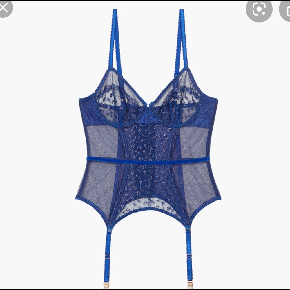 SAVAGE x FENTY Blue Leopard Corset AND Thong set